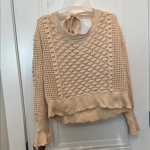 Umgee Cream Knit V-Neck Sweater - Picture 4 of 4